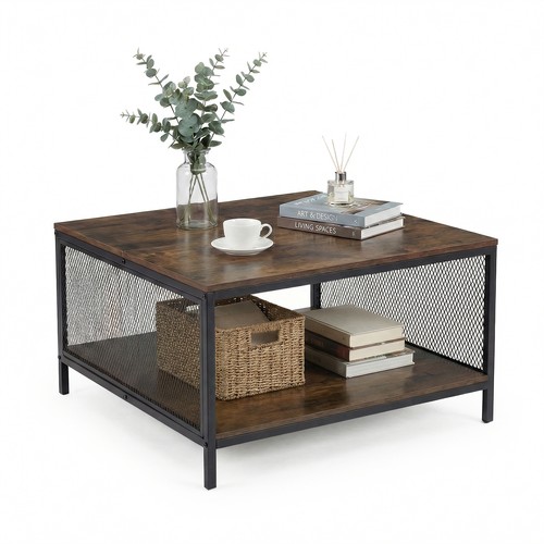 Square coffee table tier - coffee, 2-tier