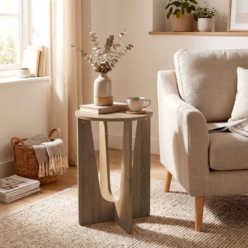 Round side table rustic - rustic, end