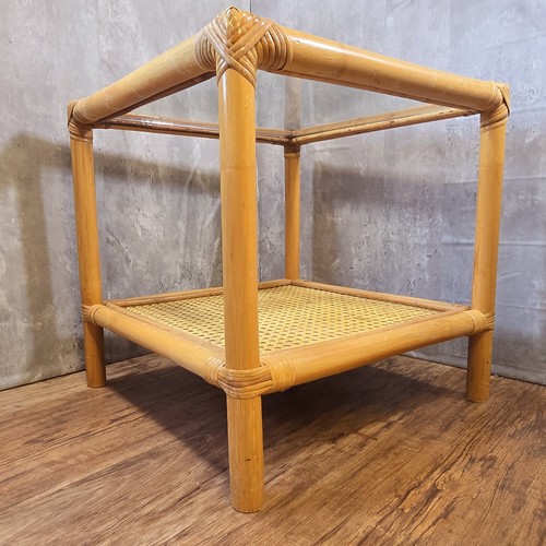 Square tier glass top bamboo - square,